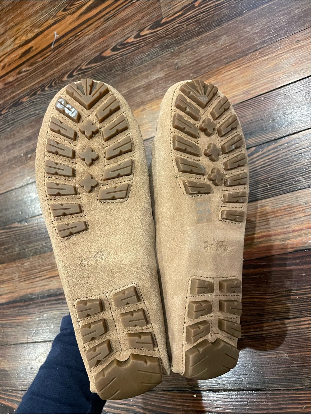 Coach Beige Suede Driving Moccasins - Picture 3 of 5
